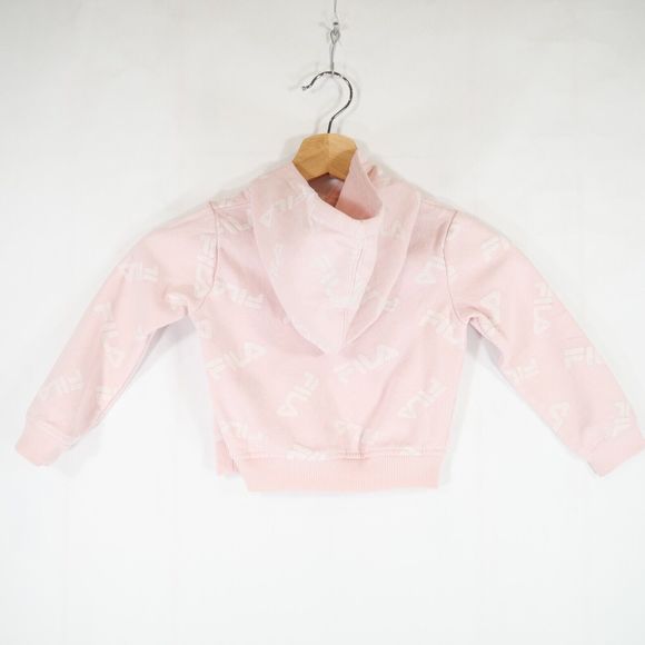 Fila Kids Pastel Pink Hoodie with Fila Logo in Blue & White Graphic Size 2T - Picture 7 of 14